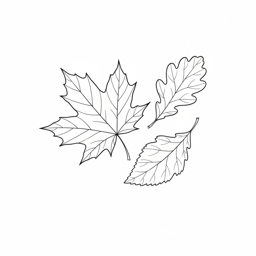 Cahier aquarelle Automne dore - 01 feuilles trait