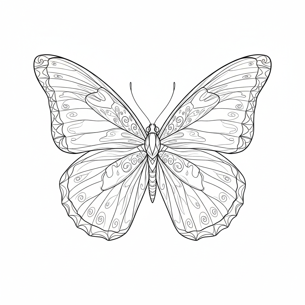 Cahier aquarelle Papillons - 01 papillon trait