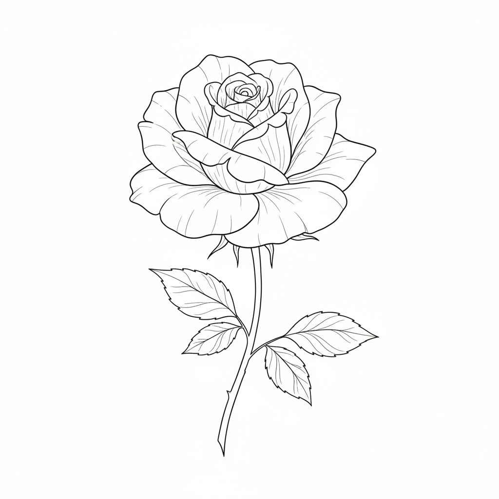 Cahier aquarelle Jardin fleuri - 01 rose trait