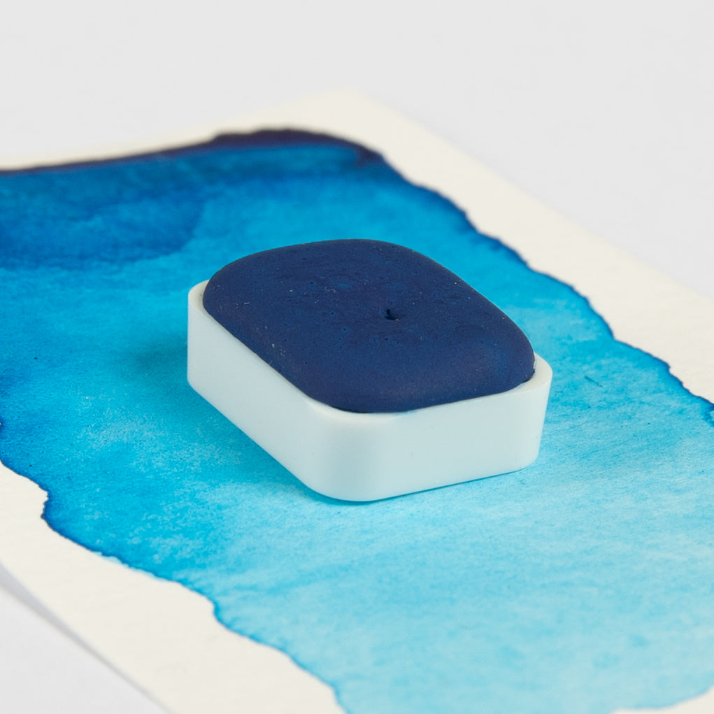 Godet aquarelle bleu monte-carlo artisanal fabriqué en France - Atelier Pigmenta