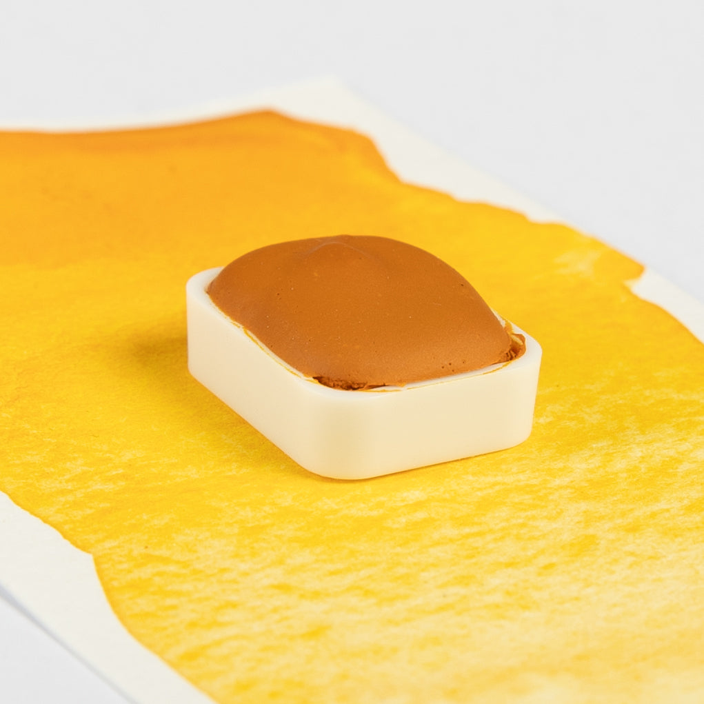 Godet aquarelle jaune ocre artisanal fabriqué en France - Atelier Pigmenta