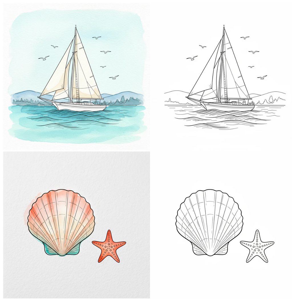 Cahier d'aquarelle N°1 — Bord de mer