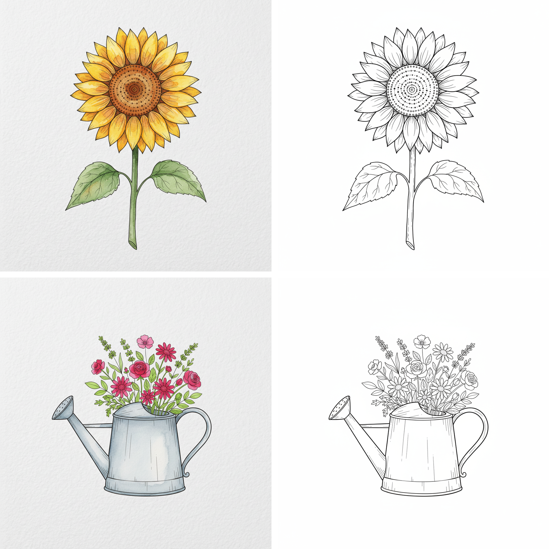 Cahier aquarelle - dessins colorises et trait