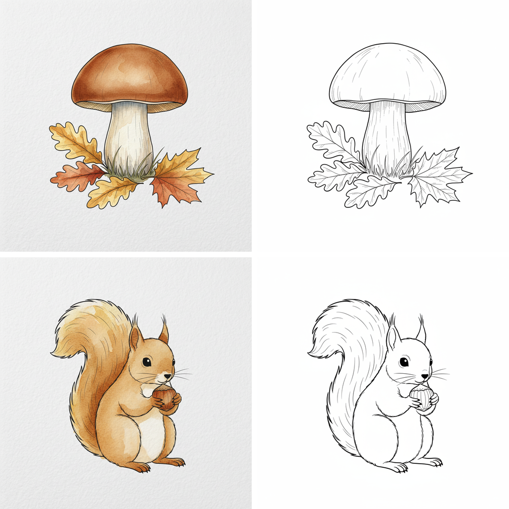 Cahier aquarelle - dessins colorises et trait